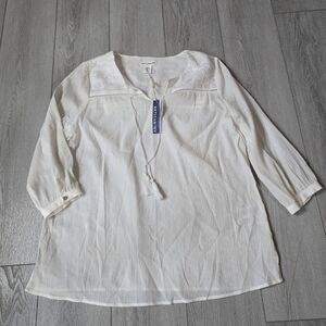 NWT Artisan NY White Lightweight Boho Blouse Size Large